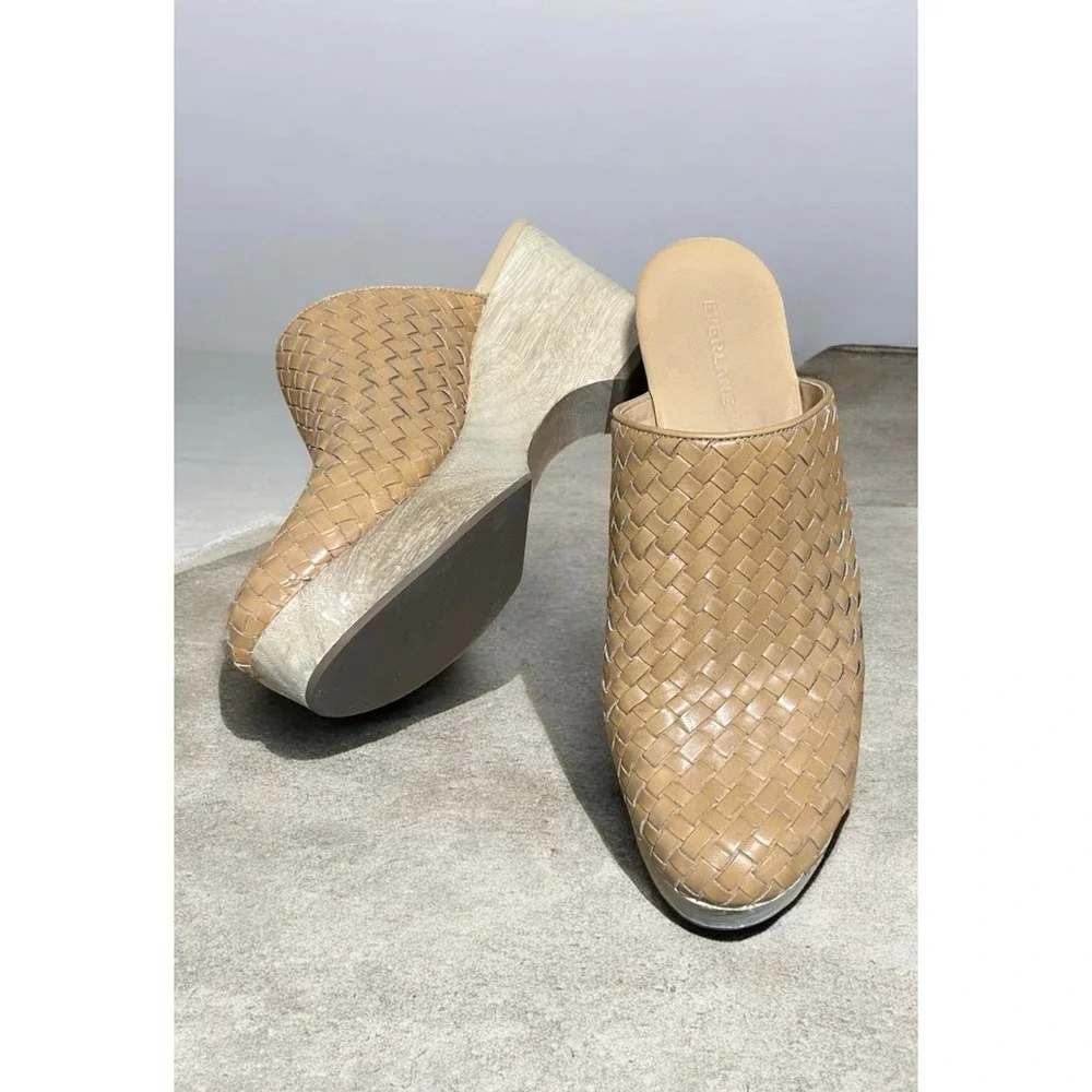 Everlane The Clog Tan Woven Leather Mules Size 10.5. Retail $165